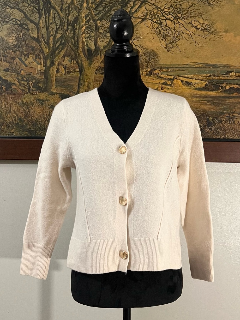 Aspen cream merino wool button up cardigan soft girl minimalist luxury winter
